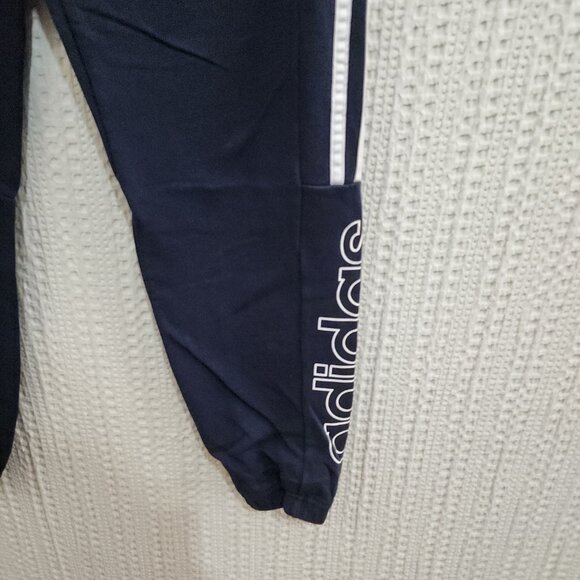 Adidas Navy Blue Track Pants Women’s Size Large 3 Stripe Logo Joggers Sweats - Picture 6 of 11